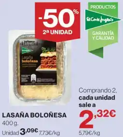 Hipercor El Corre Ingles lasaña boloñesa oferta