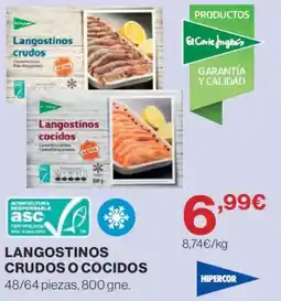 Hipercor El Corre Ingles Langostinos crudos o cocidos oferta