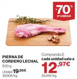 Hipercor Pierna de cordero lechal oferta