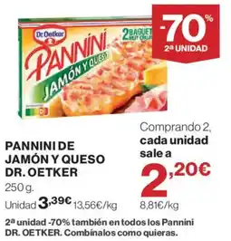 Hipercor Dr. Oetker pannini jamón y queso oferta