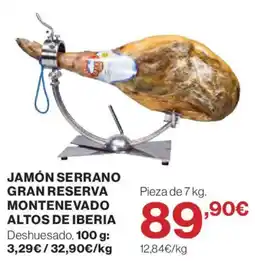 Hipercor Jamón Serrano Gran Reserva Montenevado Altos de Iberia oferta