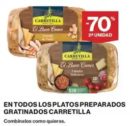 Hipercor Carretilla en todos los platos preparados gratinados oferta