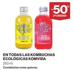 Hipercor Komvida en todas las kombuchas ecológicas oferta