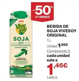 Hipercor Vivesoy bebida de soja original oferta