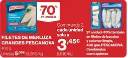 Hipercor Pescanova filetes de merluza grandes oferta