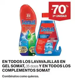 Hipercor Somat gel en todos los lavvajillas en gel somat y en todos los complementoso oferta