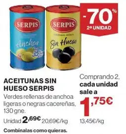 Hipercor Serpis aceitunas sin hueso oferta