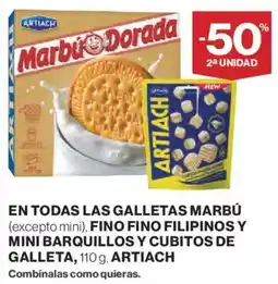 Hipercor Artiach marbú dorada fino fino filipinos y mini barquillos cubitos de galleta oferta