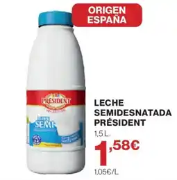 Hipercor President leche semidesnatada oferta