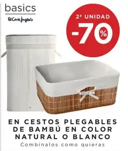 Hipercor En cestos plegables de bambú en color natural o blanco oferta