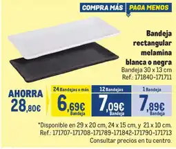 Makro Bandeja rectangular melamina blanca o negra oferta