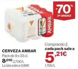 Hipercor Cerveza ambar oferta
