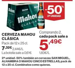 Hipercor Mahou cerveza clásica oferta