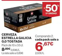 Hipercor Estrella Galicia 0,0 Tostada oferta