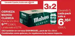 Hipercor Mahou cerveza clásica oferta