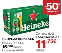 Hipercor Heineken cerveza oferta