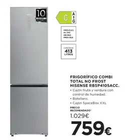 Hipercor Hisense frigorífico combi total no frost rb5p410sacc oferta