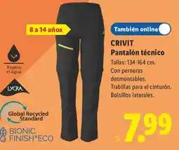 Lidl Crivit pantalón técnico oferta
