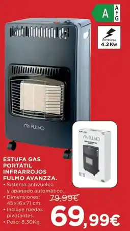 Hipercor Fulmo estufa gas portátil infrarrojos avanzza oferta