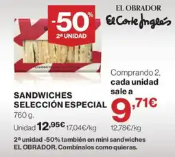 Hipercor El obrador sandwiches selección especial oferta