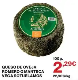 Hipercor Vega Sotuélamos queso de oveja al romero oferta