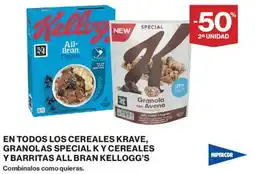 Hipercor Kellogg's en todos los cereales krave granolas special K y cereales y barritas all bran oferta