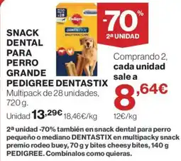 Hipercor Pedigree dentastix snack dental para perro grande oferta