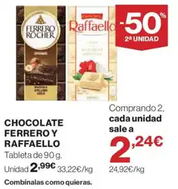 Hipercor chocolate ferrero y raffaello oferta