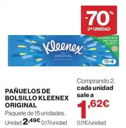 Hipercor Kleenex pañuelos de bolsillo original oferta