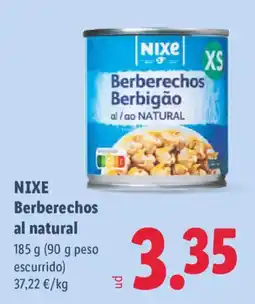 Lidl Nixe berberechos al natural oferta