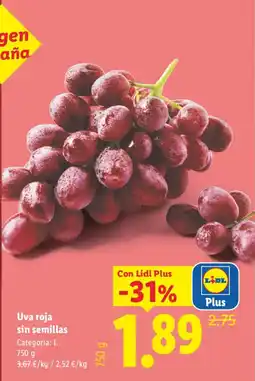 Lidl Uva roja sin semillas oferta