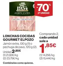 Hipercor Elpozo lonchas cocidas gourmet oferta