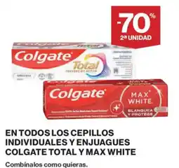 Hipercor Colgate total y max white los cepillos individuales y enjuagues oferta
