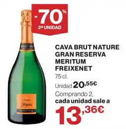 Hipercor Freixenet cava brut nature gran reserva meritum oferta