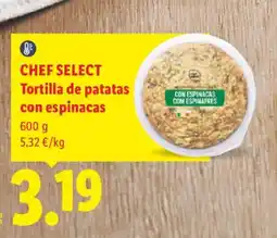 Lidl Chef Select tortilla de patatas con espinacas oferta