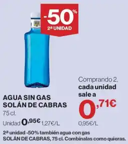 Hipercor Solán de Cabras agua sin gas oferta
