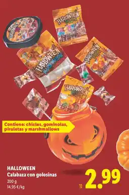 Lidl Halloween calabaza con golosinas oferta
