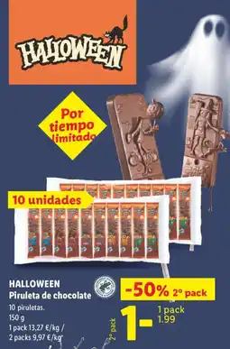 Lidl Halloween piruleta de chocolate oferta