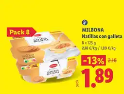 Lidl Milbona natillas con galleta oferta