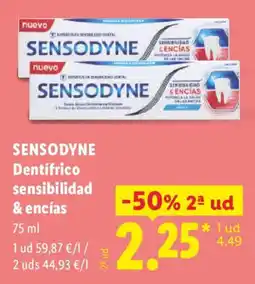 Lidl Sensodyne dentífrico sensibilidad & encías oferta
