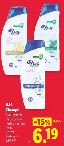 Lidl H&S Champú oferta