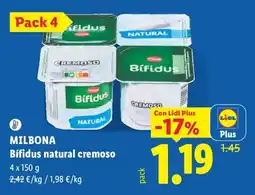 Lidl Milbona Bifidus natural cremoso oferta