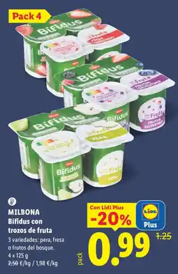 Lidl Milbona bifidus con trozos de fruta oferta