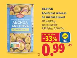 Lidl Baresa aceitunas rellenas de anchoa suaves oferta