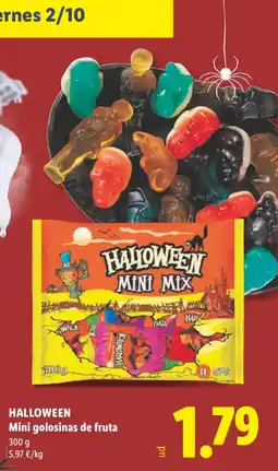 Lidl Halloween mini golosinas de fruta oferta