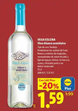 Lidl Vega Eslora vino blanco semidulce oferta