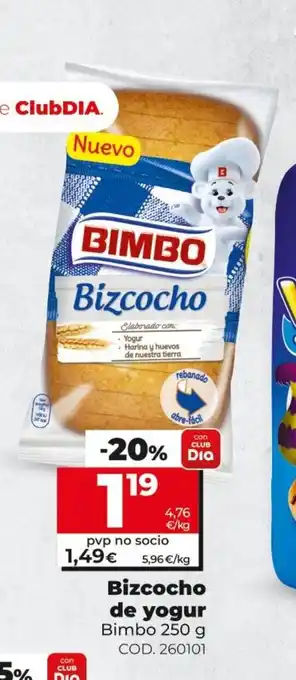 Dia Bimbo Bizcocho de yogur 250g oferta