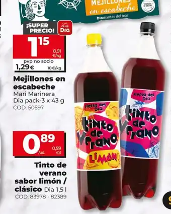 Dia Dia Tinto de verano sabor limón / clásico 1,5L oferta