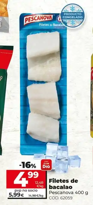 Dia Pescanova Filetes de bacalao 400g oferta