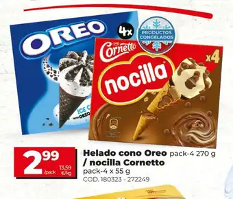 Oreo Helado cono pack-4 270g / Cornetto nocilla pack-4 x 55g